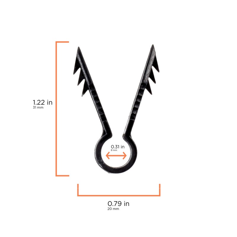 THE CIMPLE CO Stucco and Drywall Cable Clips for Coaxial and Similar Cables - Push-in Masonry Anchors - RG59, RG6, Ethernet, and Similar - Cable Clips, Pack of 100 - Black - Image 3